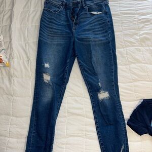 Abercrombie & Fitch Dark Blue Distressed Skinny Jeans